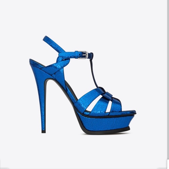 ‼️‼️‼️‼️‼️‼️SOLDDDDDDDDD‼️‼️‼️‼️‼️Saint Laurent Tribute Sandal   (Metallic Blue) - Picture 1 of 6